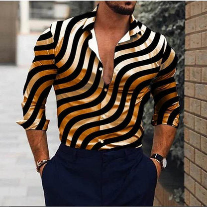 Men's 3D Irregular Floral Pattern Long Sleeve Shirt - Casual Style - Buy Center US