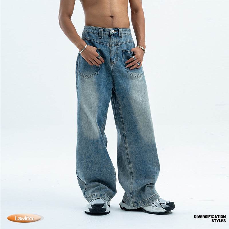 Retro Summer Wide Leg Jeans for Men & Women - Casual Cotton Trousers - Buy Center US