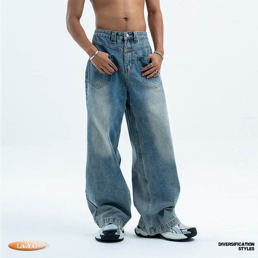 Retro Summer Wide Leg Jeans for Men & Women - Casual Cotton Trousers - Buy Center US