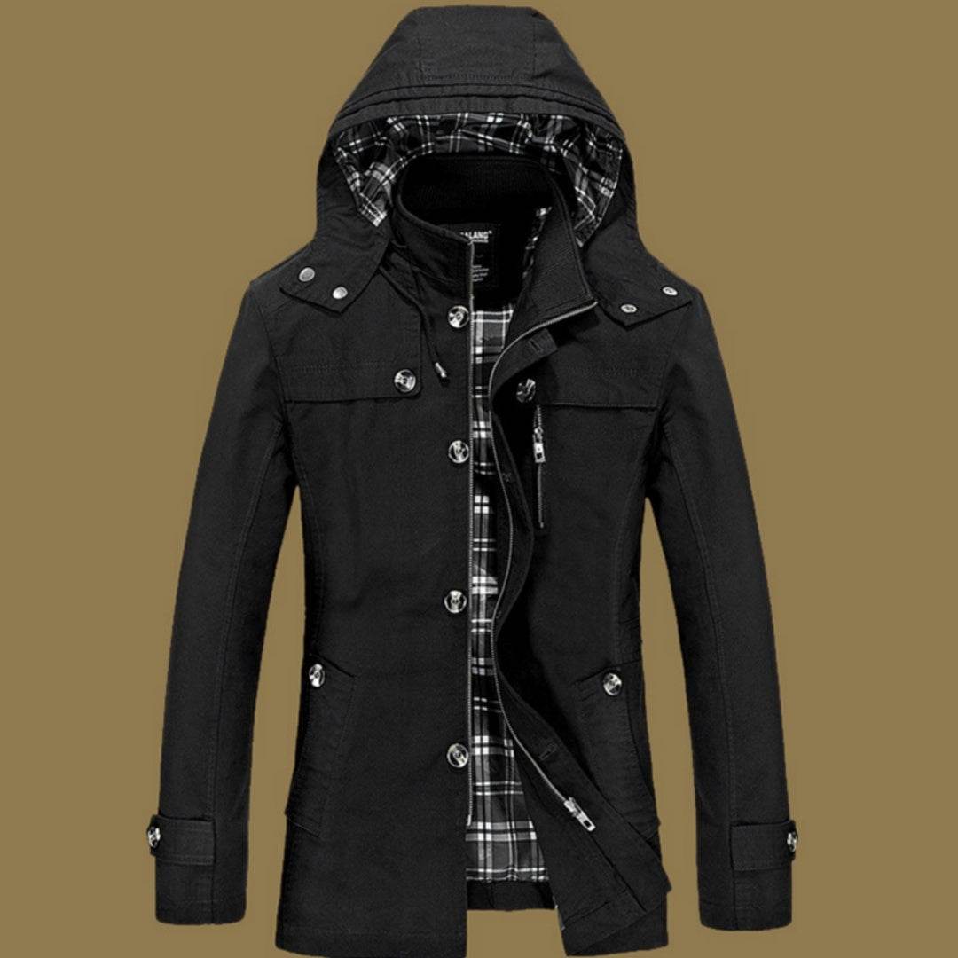 Buycenter Men's Trench Coat - Stylish Solid Color Spring & Autumn Jacket - Buy Center US