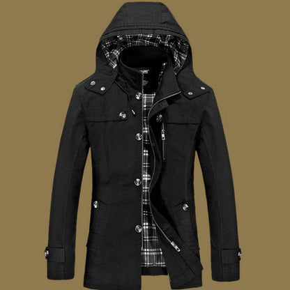 Buycenter Men's Trench Coat - Stylish Solid Color Spring & Autumn Jacket - Buy Center US