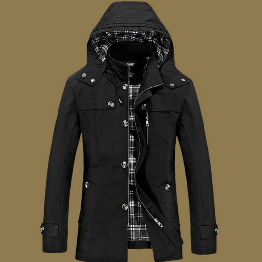 Buycenter Men's Trench Coat - Stylish Solid Color Spring & Autumn Jacket - Buy Center US