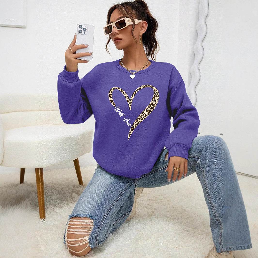 Leopard Wild Heart Pattern Female Sweatshirt Set - Stylish & Comfy - Buy Center US