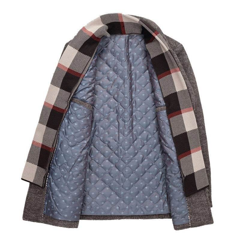 Buycenter Men's Woolen Coat with Polo Collar & Cotton Scarf - Fall Winter Style - Buy Center US