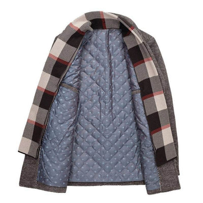 Buycenter Men's Woolen Coat with Polo Collar & Cotton Scarf - Fall Winter Style - Buy Center US