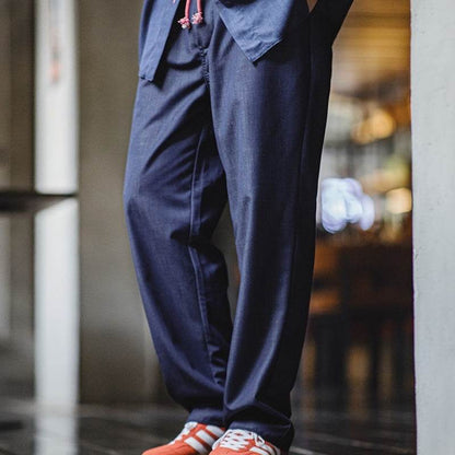 Men's Retro Loose Straight Pants - Casual Indigo Blue Trousers - Buy Center US