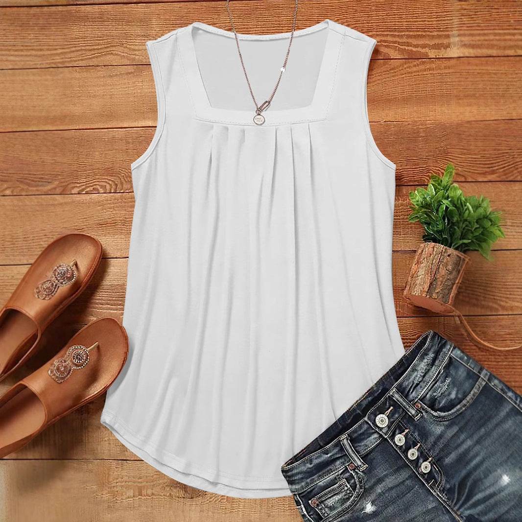Women's Summer Pleated Halter Top - Casual Sleeveless Vest for Travel - Buy Center US