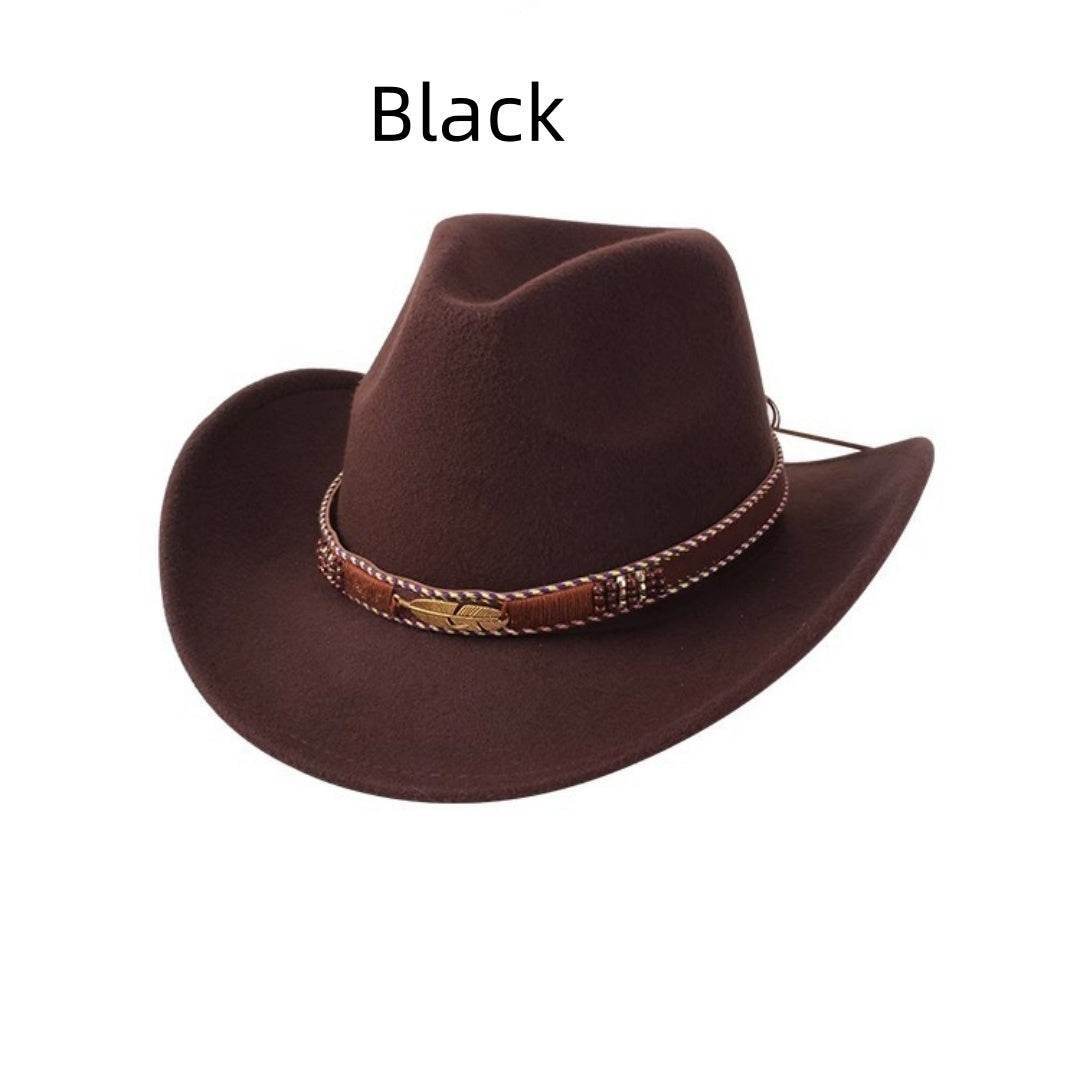 Woolen Cowboy Hat for Men & Women - Adjustable Ethnic Style Summer Accessory - Buy Center US