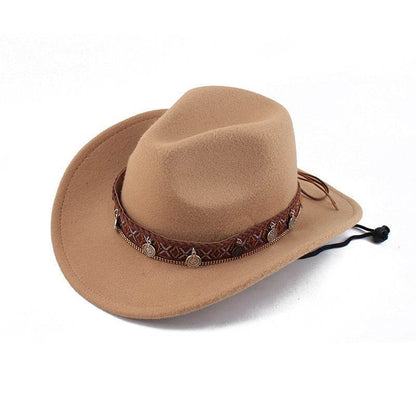 Woolen Cowboy Hat for Men & Women - Adjustable Ethnic Style Summer Accessory - Buy Center US