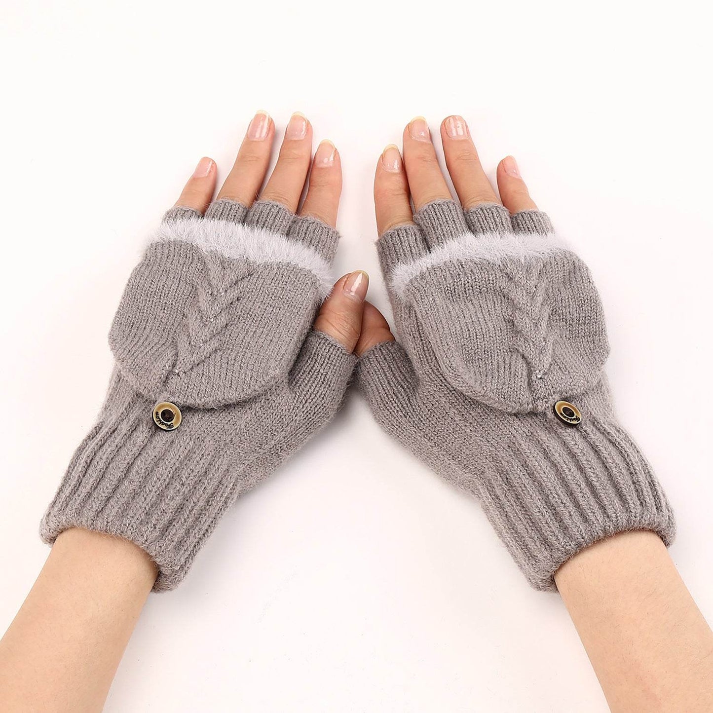 Women's Warm Wool Fingerless Gloves - Fashionable & Touchscreen Ready - Buy Center US