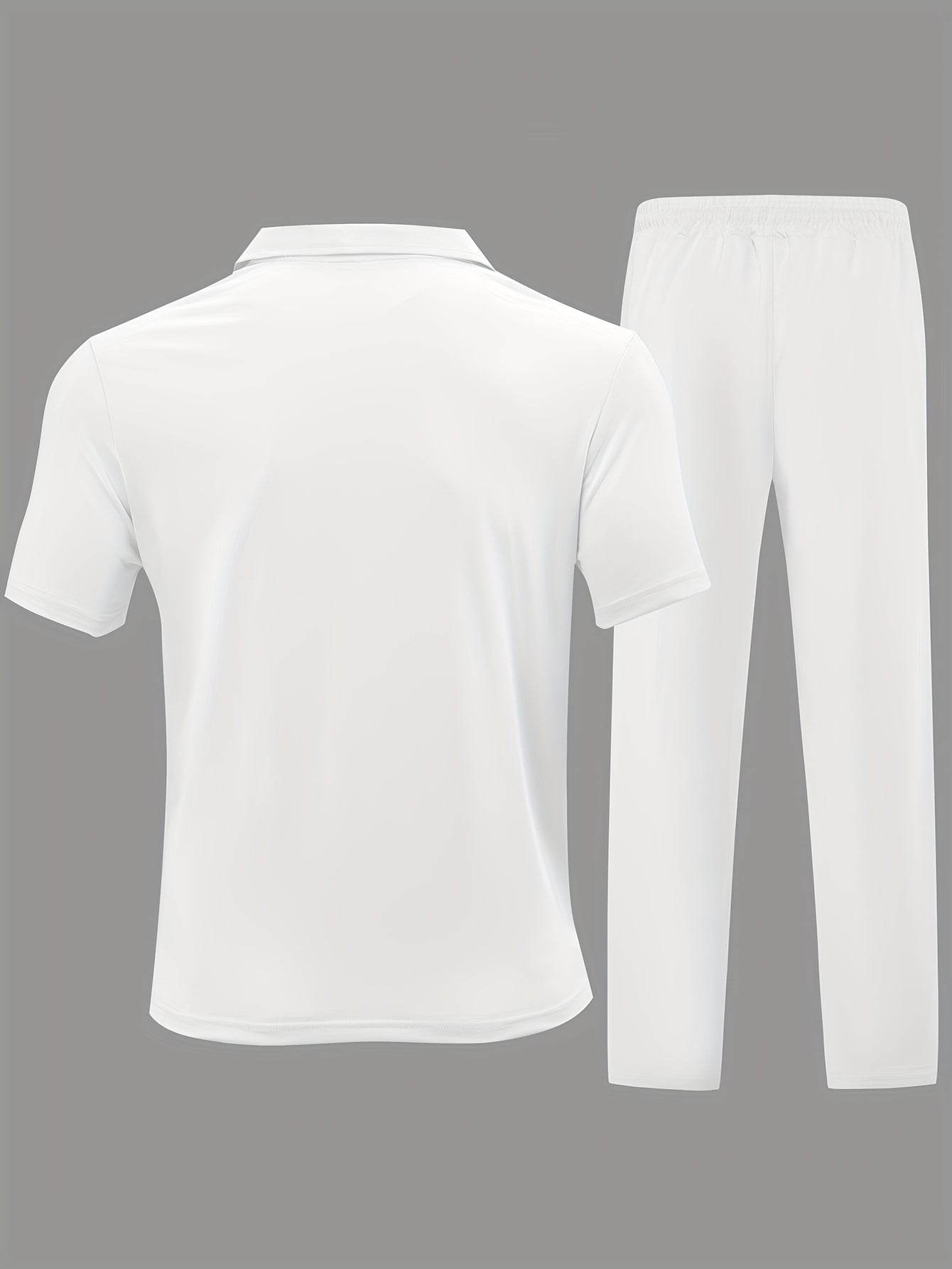 Men's Casual Knit Set - Zipper Short Sleeve Shirt & Drawstring Pants - Buy Center US