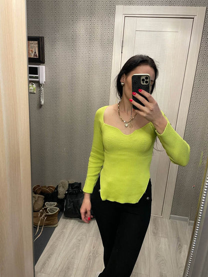 Women's Long Sleeve Off-Neck Pullover Sweater - Stylish & Cozy Top - Buy Center US