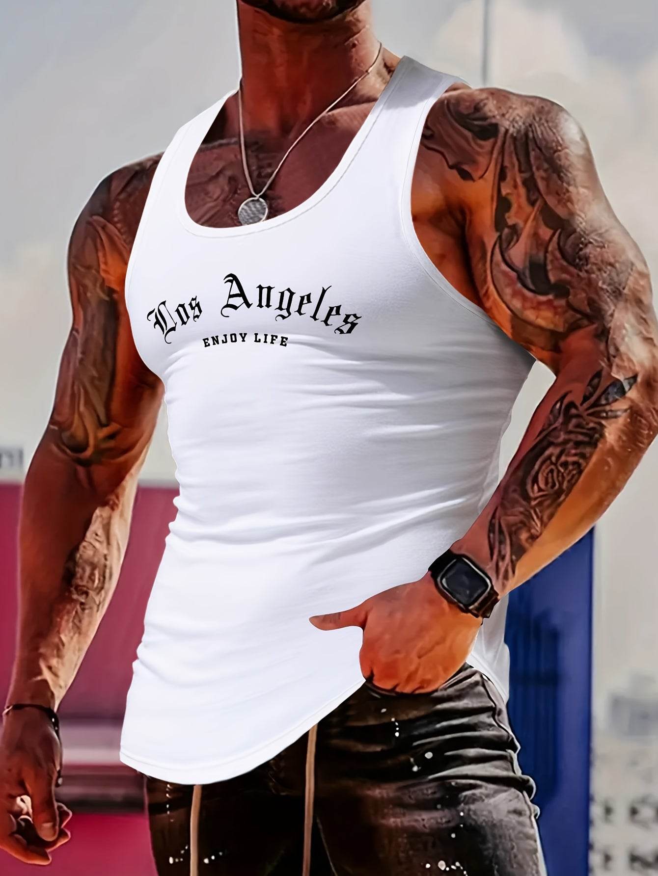 MBD Men's Trendy Los Angeles Graphic Tank Top - Slim Fit Casual Summer Wear - Buy Center US