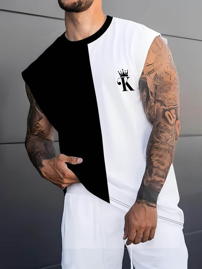 Men's 3D Color Block Sleeveless T-Shirt - Breathable Gym Sportswear - Buy Center US