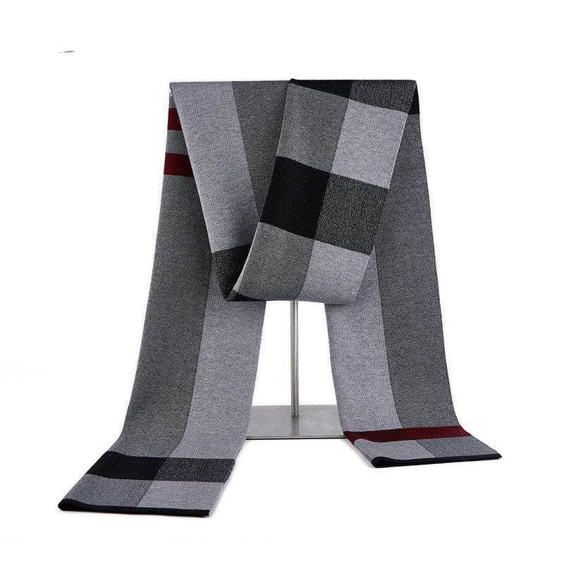 Buycenter Men's Wool Knitted Scarf - Plaid Design, Warm & Stylish - Buy Center US