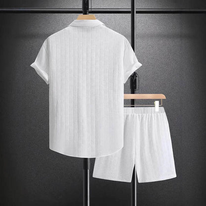 Buycenter Summer Jacquard Suit - Casual Black & White Shorts Set - Buy Center US