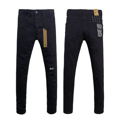 High Street Casual Men's Straight Ripped Jeans - Micro Elasticity Denim - Buy Center US