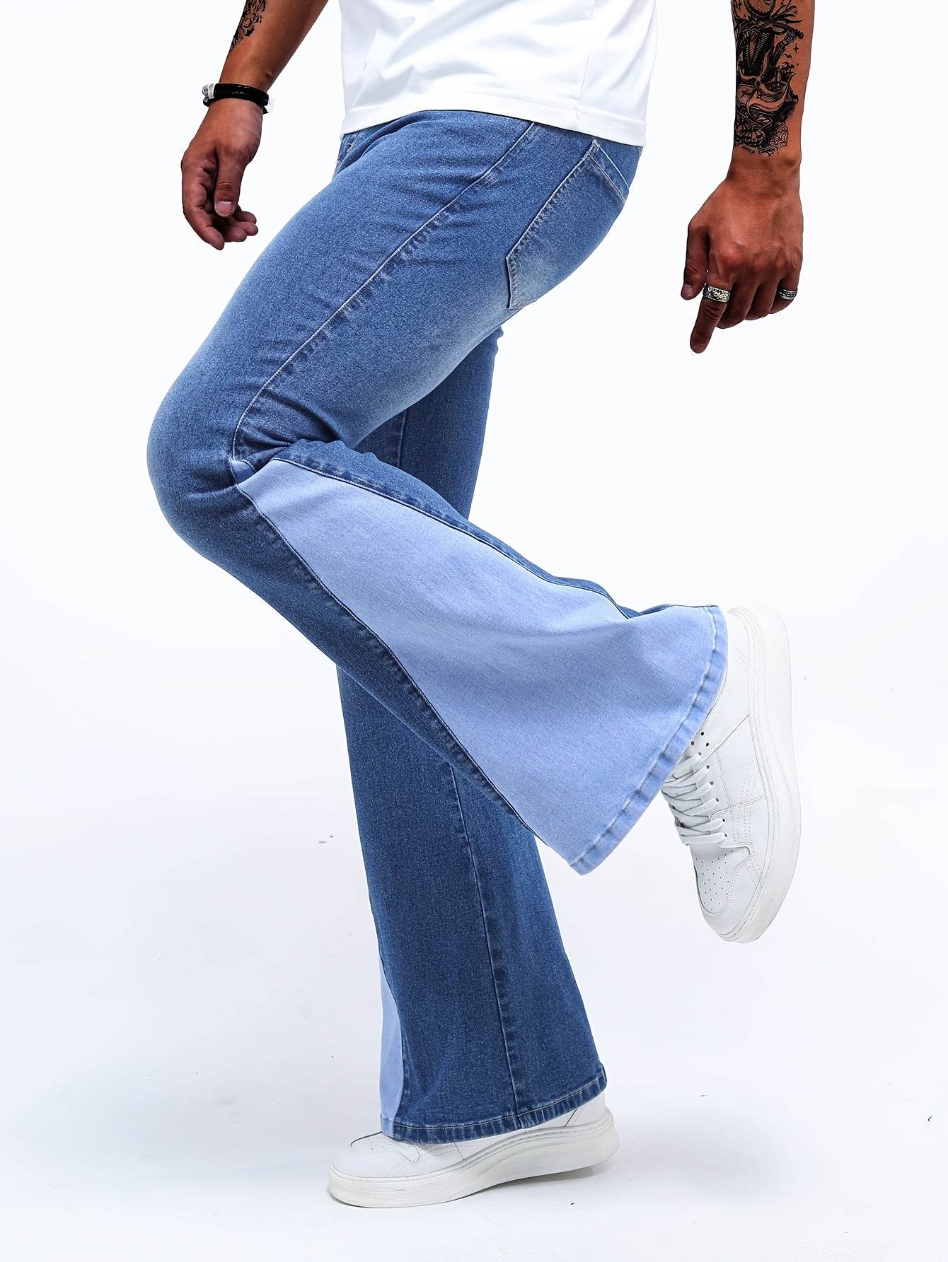 Men’s Classic Stretch Flare Jeans - Slim Fit Denim, Solid Washed Design - Buy Center US
