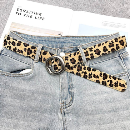Leopard Print and Zebra Print Belt - Thick Round/Square Buckle Style - Buy Center US