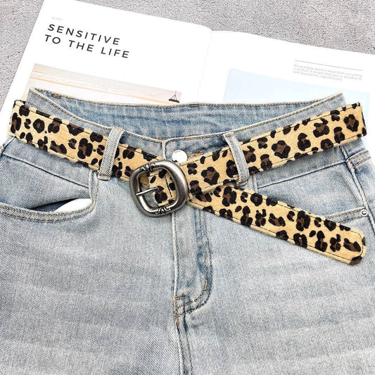 Leopard Print and Zebra Print Belt - Thick Round/Square Buckle Style - Buy Center US