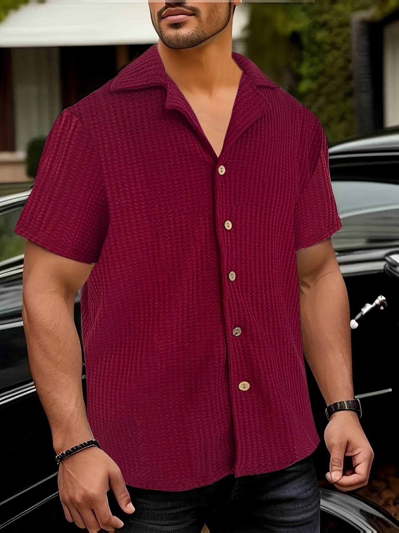 Men's Stretch Fit Casual Shirt - Lightweight, Breathable, Short Sleeve - Buy Center US