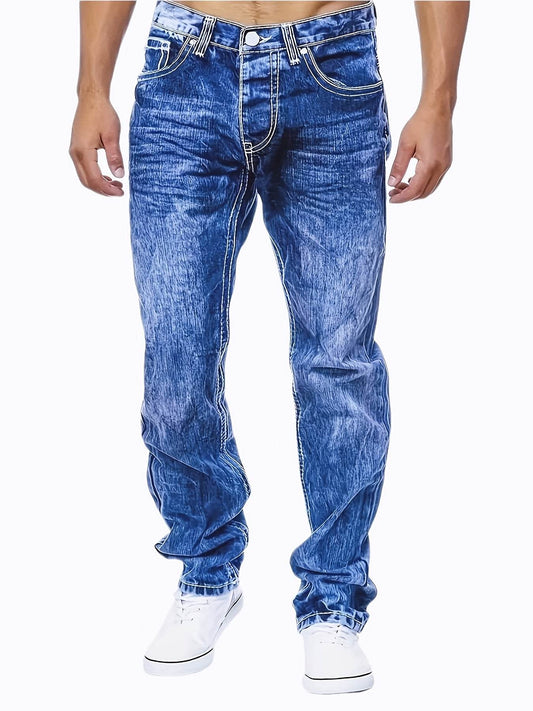 Men's Regular Fit Jeans - Slight Stretch Denim for All-Season Comfort - Buy Center US