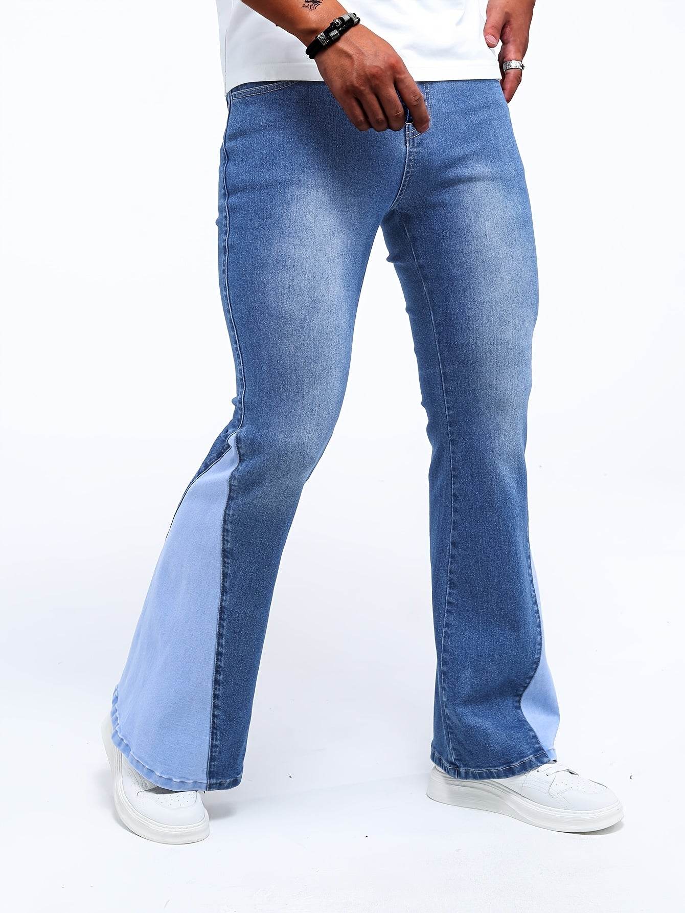 Men’s Classic Stretch Flare Jeans - Slim Fit Denim, Solid Washed Design - Buy Center US