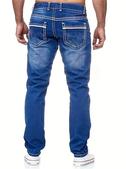 Men's Distressed Skinny Jeans - Medium Stretch Denim Pants for Casual Style - Buy Center US