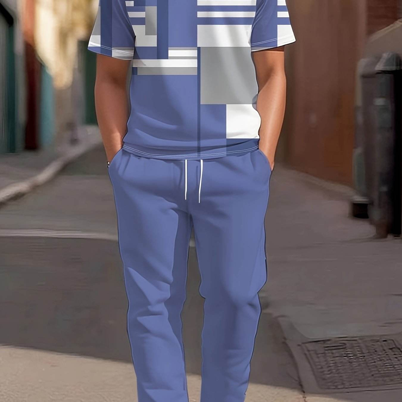 Men's Casual Two-Piece Suit - Short-Sleeved Trousers & Top Set - Buy Center US