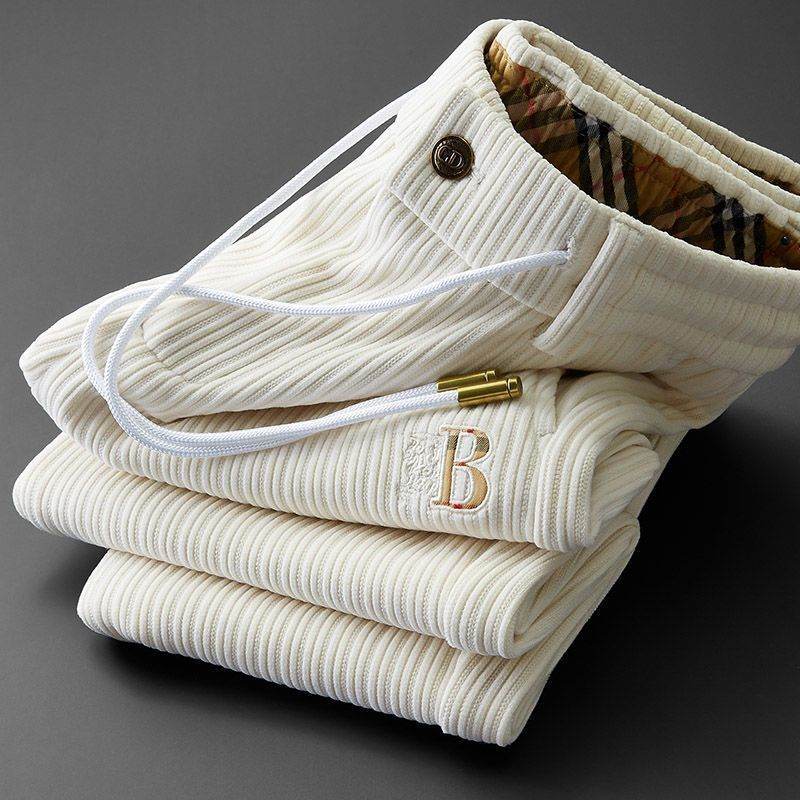 Fashionable Corduroy Sweatpants for Men - Micro Elasticity & Mid Waist - Buy Center US
