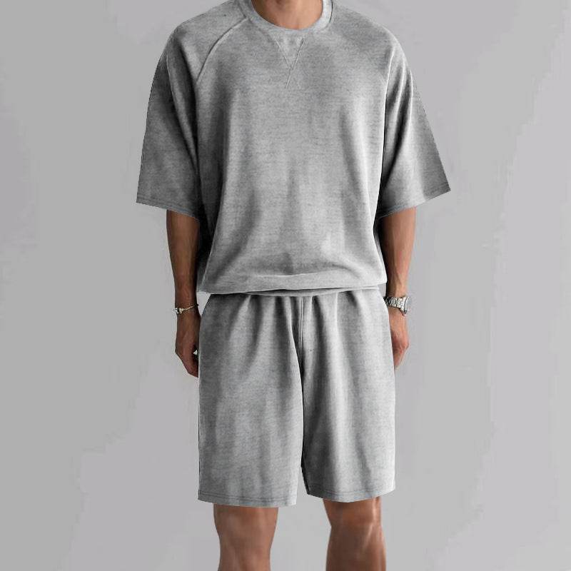 Buycenter Men's Casual Terry Sports Set - Short Sleeve & Shorts Combo - Buy Center US