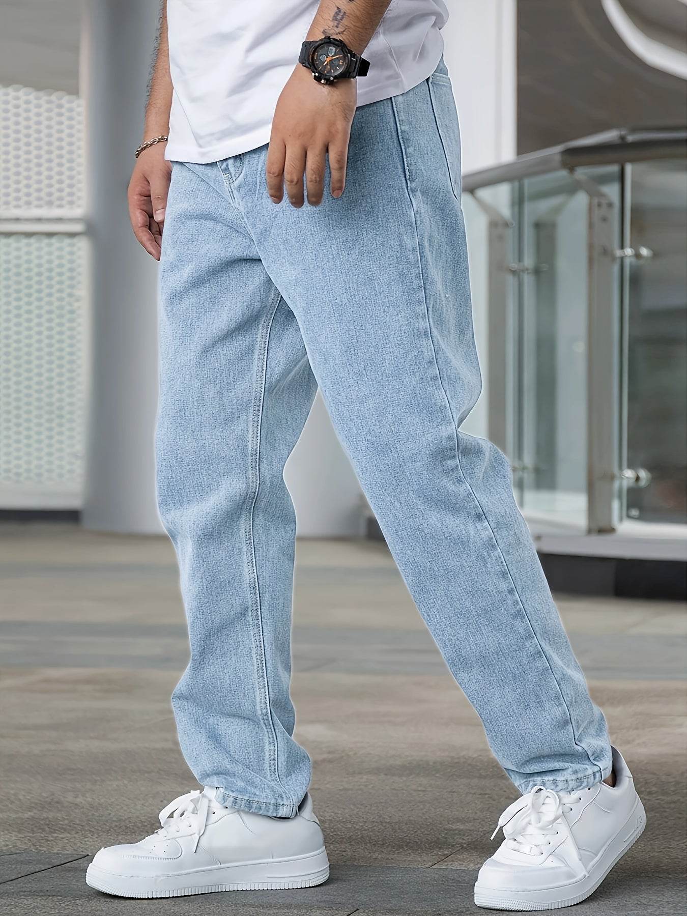 Loose Fit Men's Jeans - Cotton Blend, All-Season Basics for Adults - Buy Center US