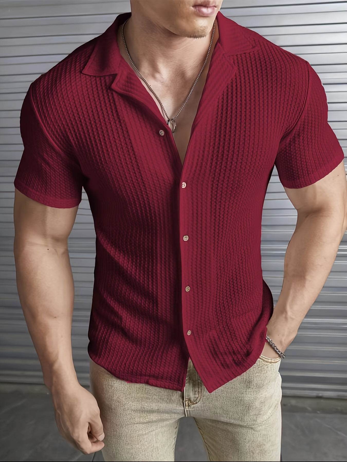 Men's Stretch Fit Casual Shirt - Lightweight, Breathable, Short Sleeve - Buy Center US