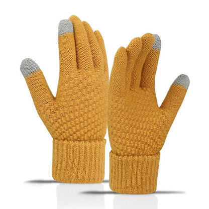 Warm Fleece-lined Cycling Gloves - Wind-proof Touchscreen Knitted Design - Buy Center US