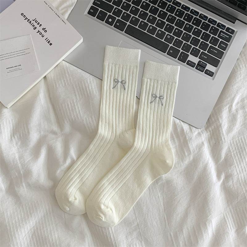 Cute Girl Bow Tube Socks - Breathable Cotton, Mid-Calf Length - Buy Center US