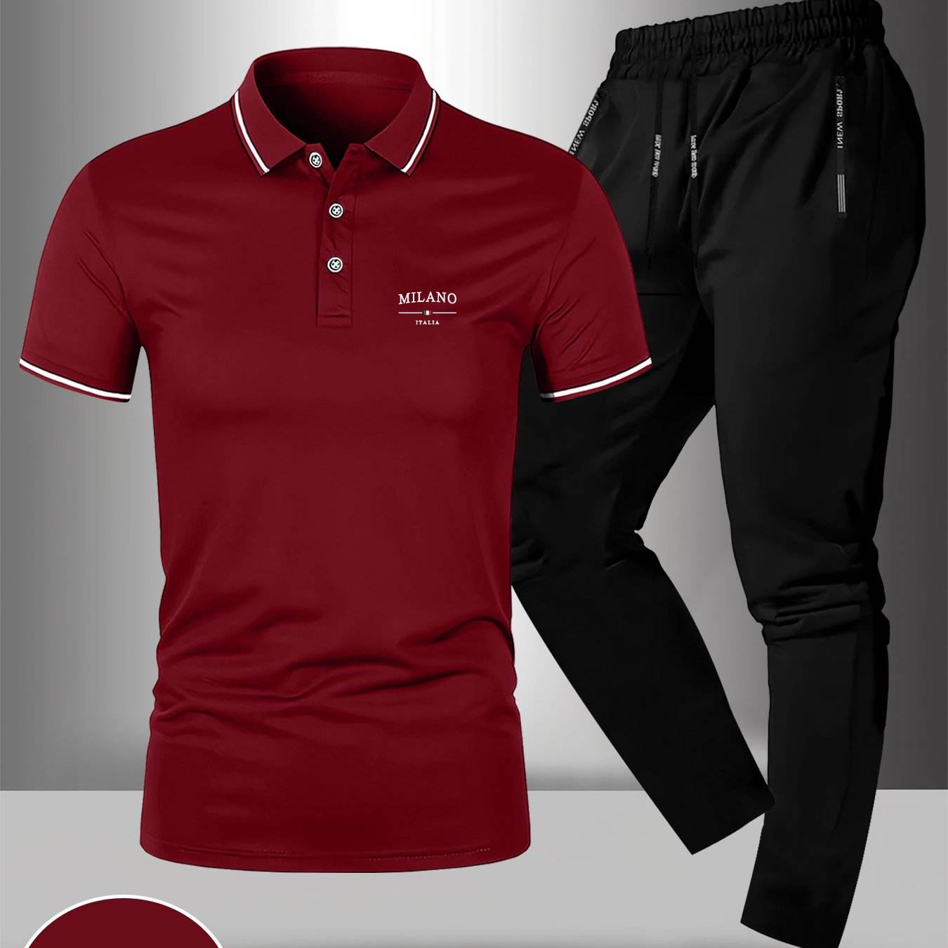Men's Milano Print Polo Shirt & Pants Set - Casual Summer Fashion - Buy Center US