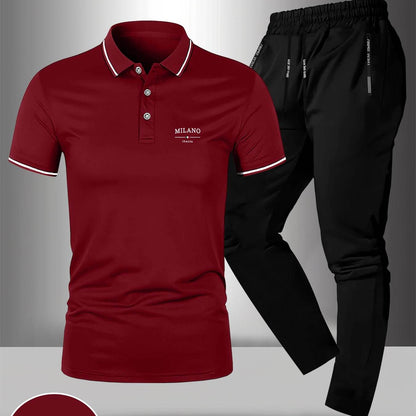 Men's Milano Print Polo Shirt & Pants Set - Casual Summer Fashion - Buy Center US
