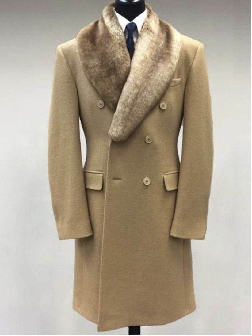 Buycenter Men's Mid-length Woolen Polo Coat - Casual Solid Color Slim Fit - Buy Center US