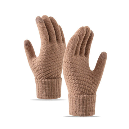 Warm Fleece-lined Cycling Gloves - Wind-proof Touchscreen Knitted Design - Buy Center US