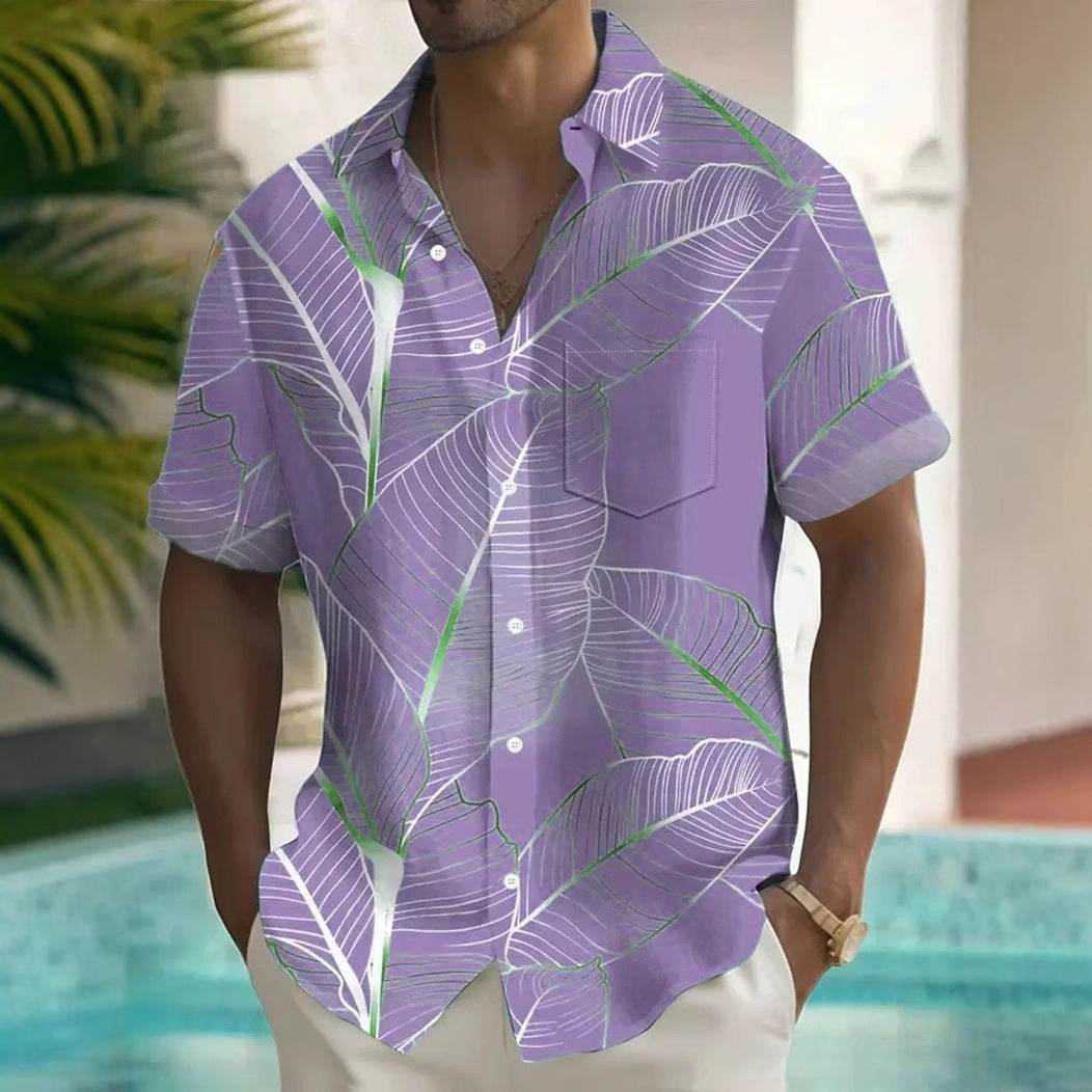 Buycenter Men's 3D Printed Short-Sleeved Shirt - Loose Casual Polyester Top - Buy Center US