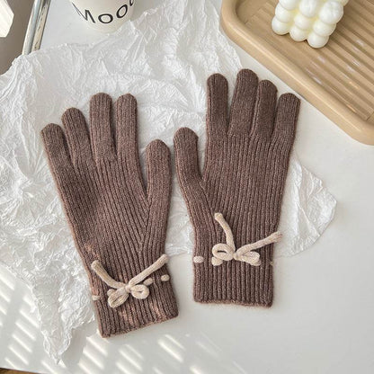Cozy Autumn & Winter Bow Finger Gloves - Warm Acrylic, Cute Styles - Buy Center US