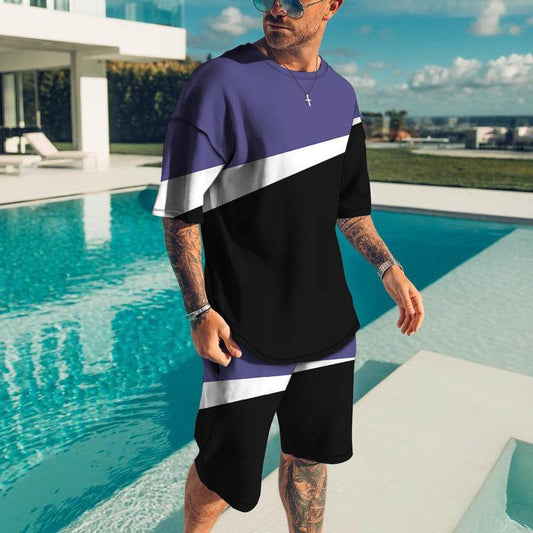 Men's Trendy Casual Beach Suit - 3D Textured Polyester Set - Buy Center US