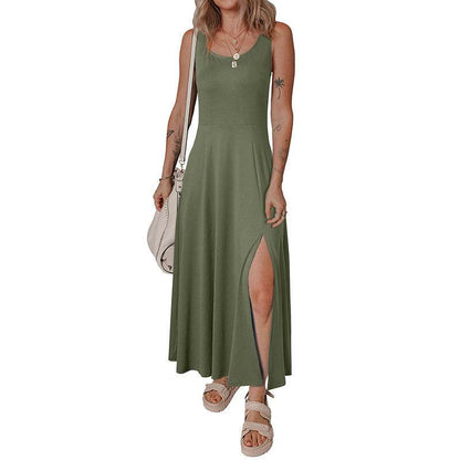 Elegant Sleeveless Long Knitted Dress - European & American Style - Buy Center US