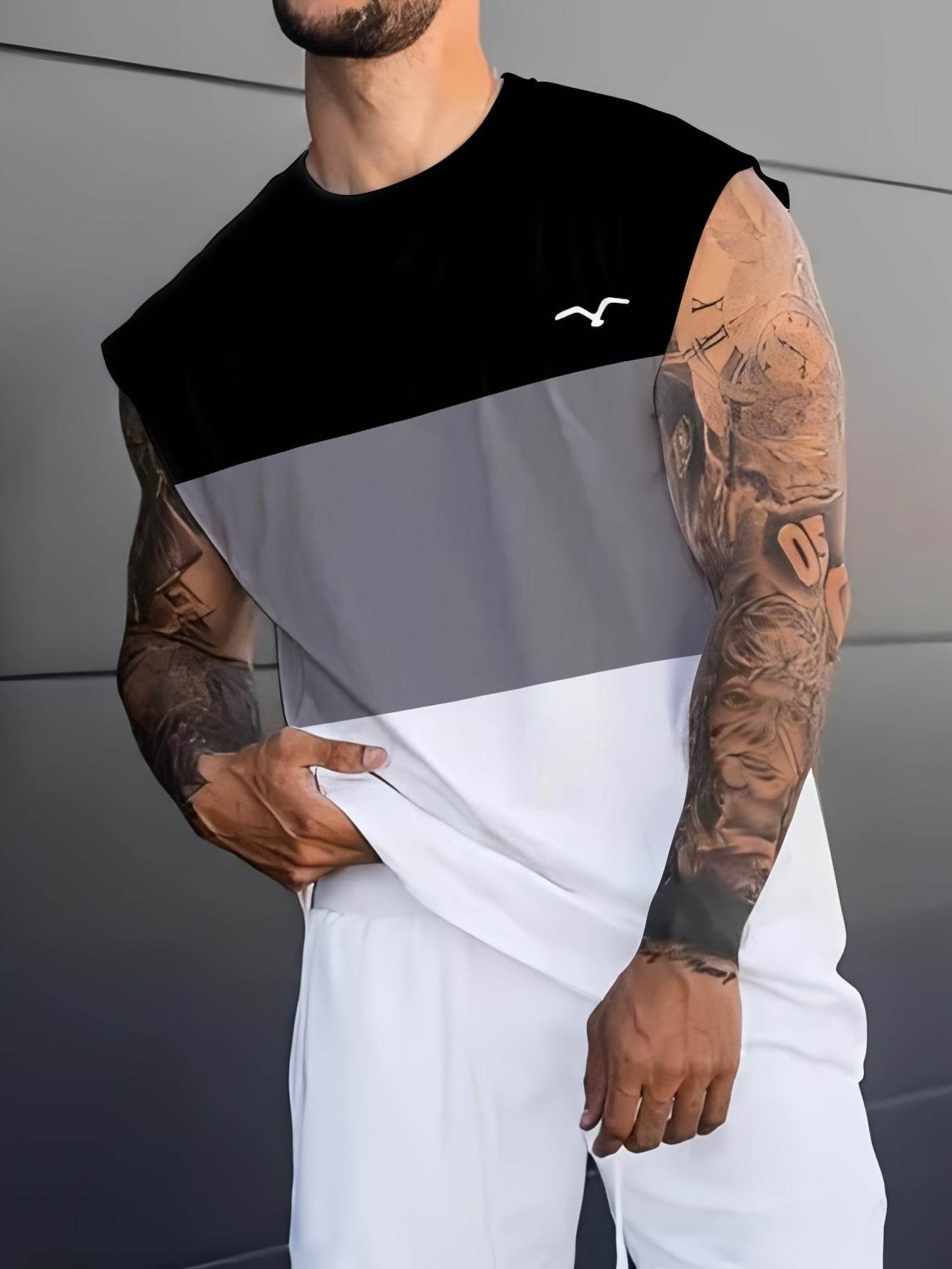 Men’s 3D Print Color Block Tank Top - Breathable Sleeveless Summer Shirt - Buy Center US