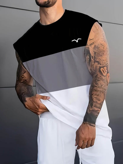 Men’s 3D Print Color Block Tank Top - Breathable Sleeveless Summer Shirt - Buy Center US