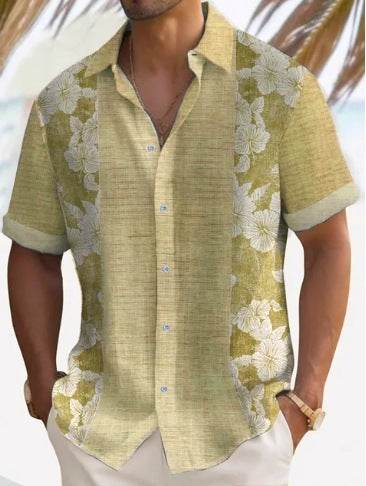 Buycenter Men's Short Sleeve Striped Beach Shirt - Casual & Stylish Fit - Buy Center US