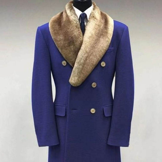 Buycenter Men's Mid-length Woolen Polo Coat - Casual Solid Color Slim Fit - Buy Center US