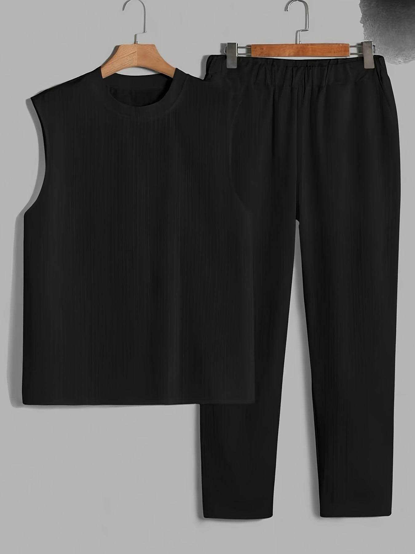 Men's Casual Sleeveless Crew Neck T-Shirt & Pants Set - Summer Style - Buy Center US