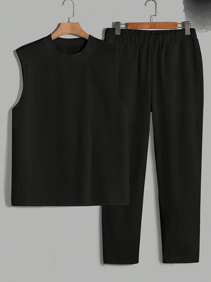 Men's Casual Sleeveless Crew Neck T-Shirt & Pants Set - Summer Style - Buy Center US
