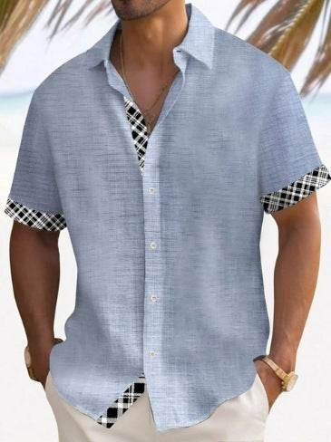 Buycenter Men's Short Sleeve Striped Beach Shirt - Casual & Stylish Fit - Buy Center US